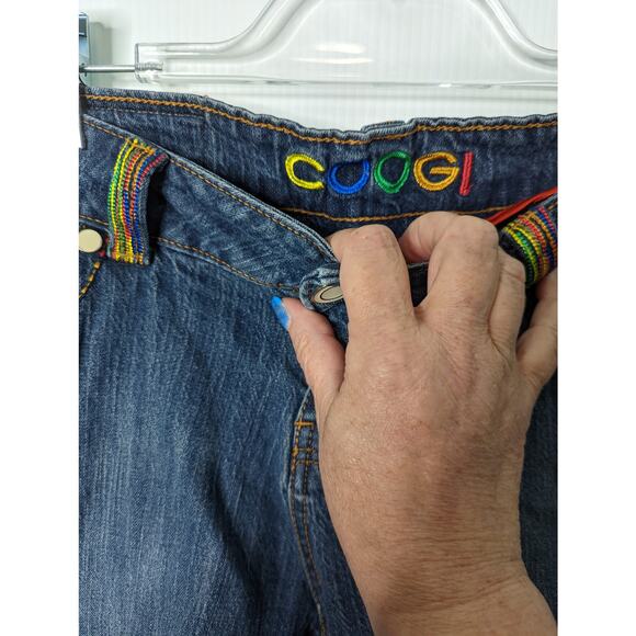 Coogi Vintage 90's Y2K Jean Shirts Rainbow Stitching Low Rise - Picture 6 of 10